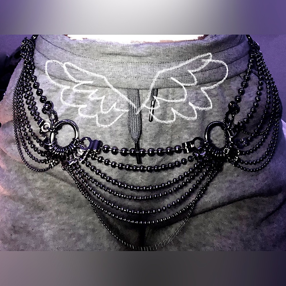 Grunge Goth Baddie Metal Bead Waist Chain Belt